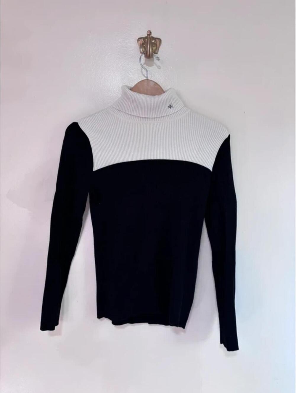 Lauren Ralph Lauren Black and White Turtleneck‎ size L